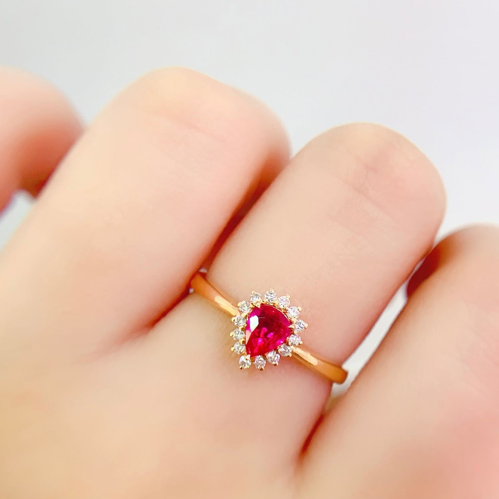 14k Gold 0.55 Ct Natural Ruby & Diamond Ring - 6