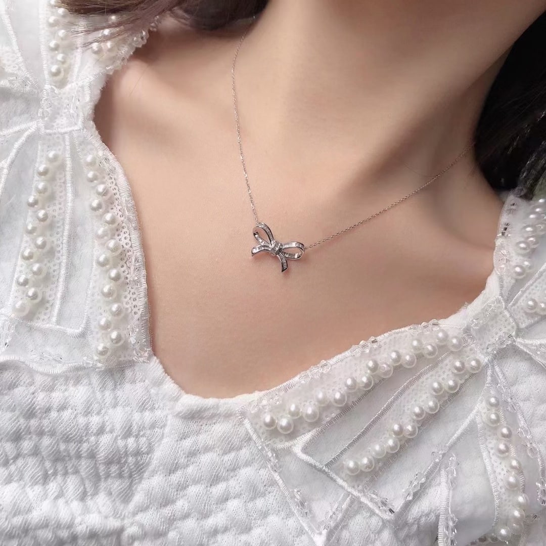14k Gold 0.36 Ct Natural H Diamond Necklace - 2