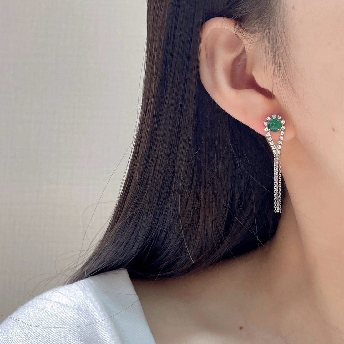 14k Gold 2.25 Ctw Natural Emerald & Diamond Earrings - 5