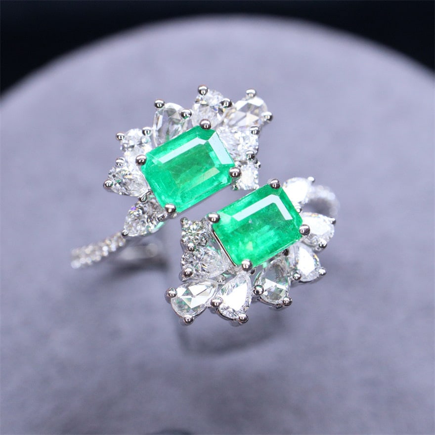 14k Gold 0.81 Ct Natural Emerald & Diamond Ring (1 of 7)