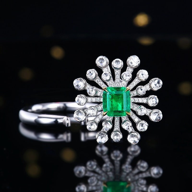 14k Gold 1.76 Ctw Vivid Green Natural Emerald & Diamond Ring - 4