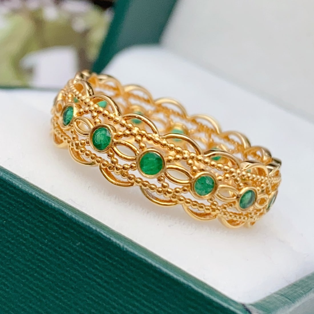 14k Gold 0.80 Ct Natural Emerald Ring