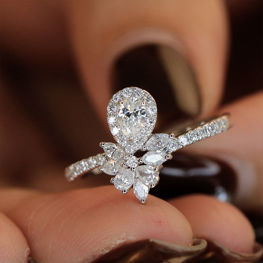 14k Gold 0.70 Ctw Natural H Diamond Ring - 3