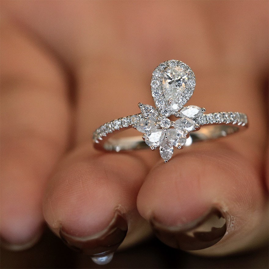 14k Gold 0.70 Ctw Natural H Diamond Ring - 4