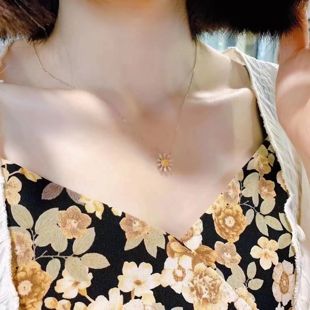 14k Gold 0.54 Ctw Natural Yellow Diamond & Diamond Necklace - 6