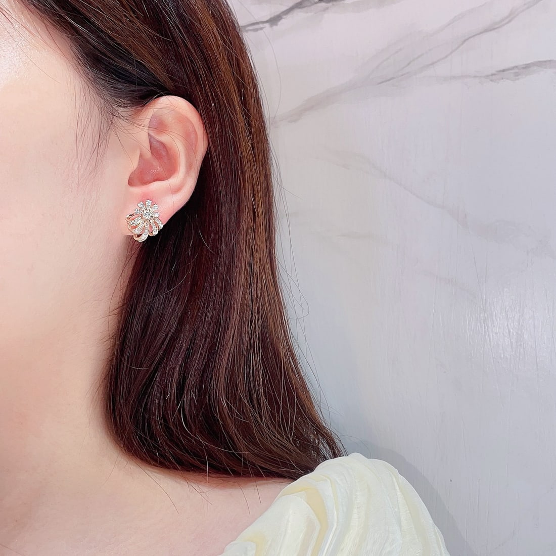 14k Gold 1.14 Ct Natural H Diamond Earrings - 4