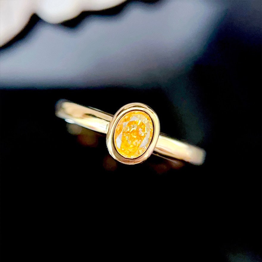 14k Gold 0.4 Ct Natural Yellow Diamond Ring - 3