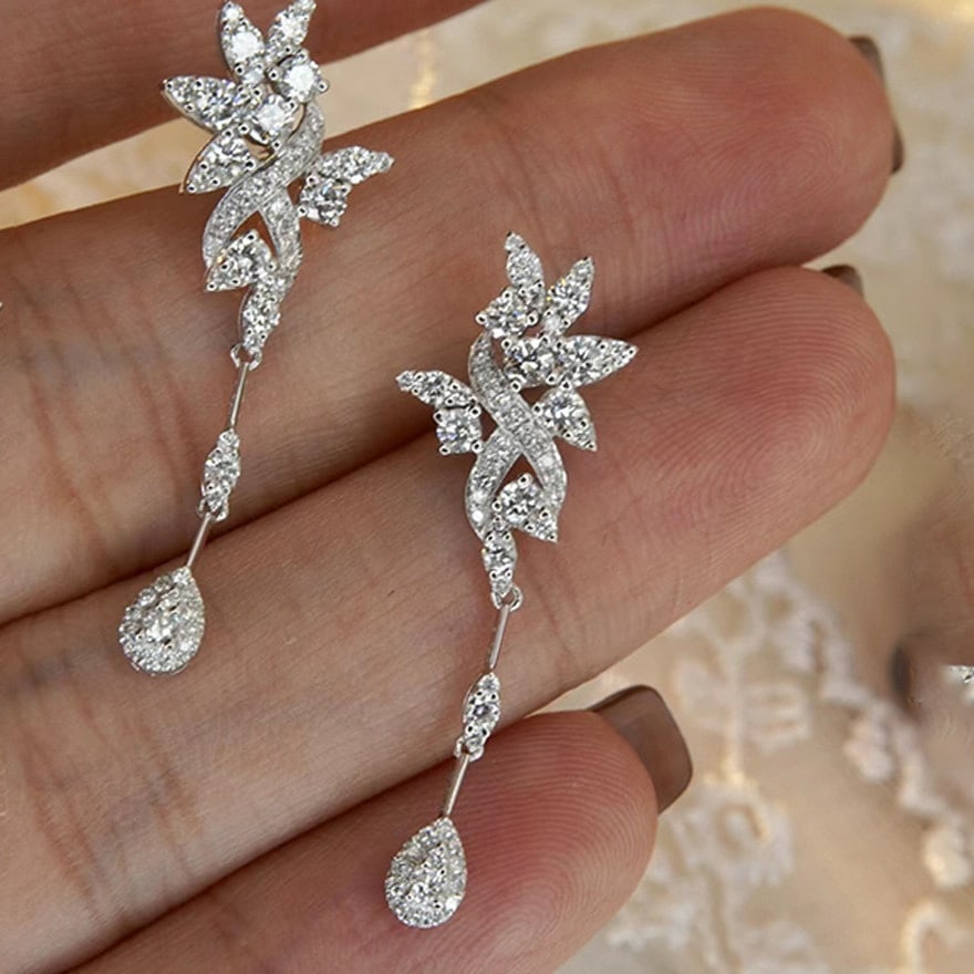 14k Gold 1.02 Ct Natural H Diamond Earrings - 3