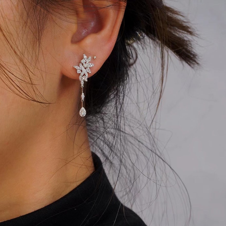 14k Gold 1.02 Ct Natural H Diamond Earrings - 5