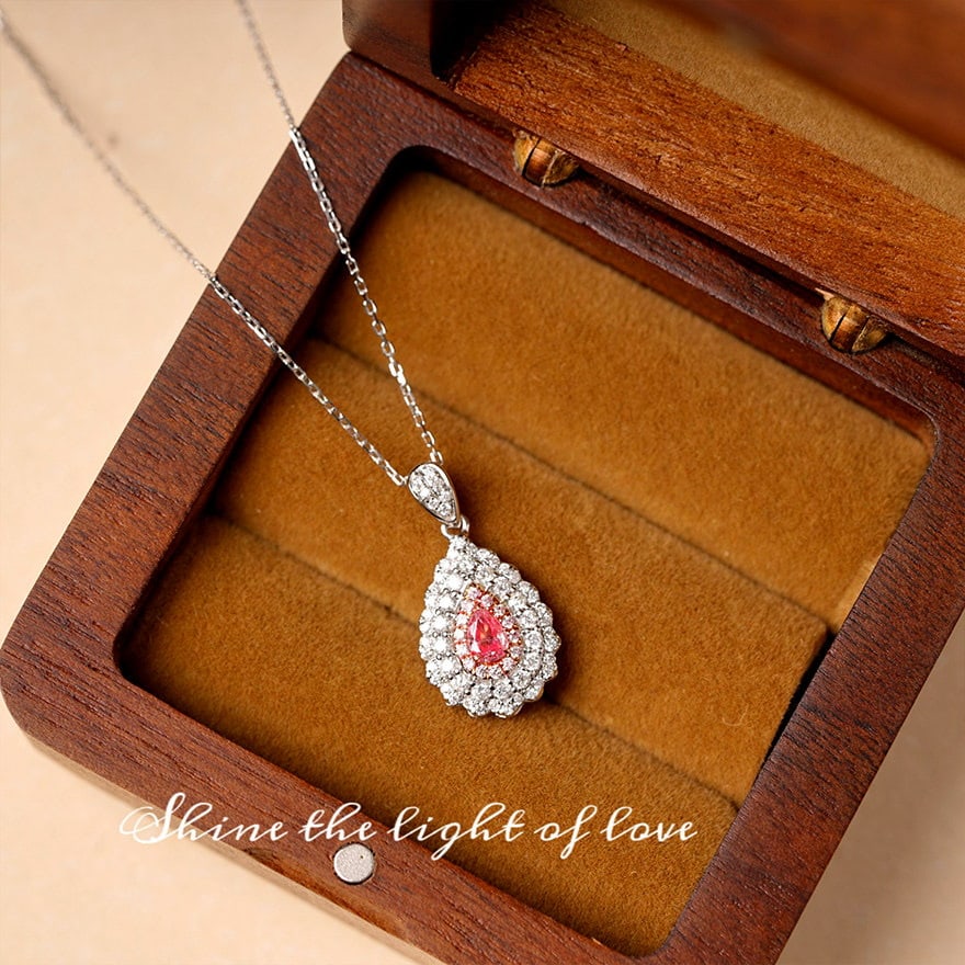 14k Gold 0.60 Ctw Natural Pink Diamond & Diamond Necklace - 5