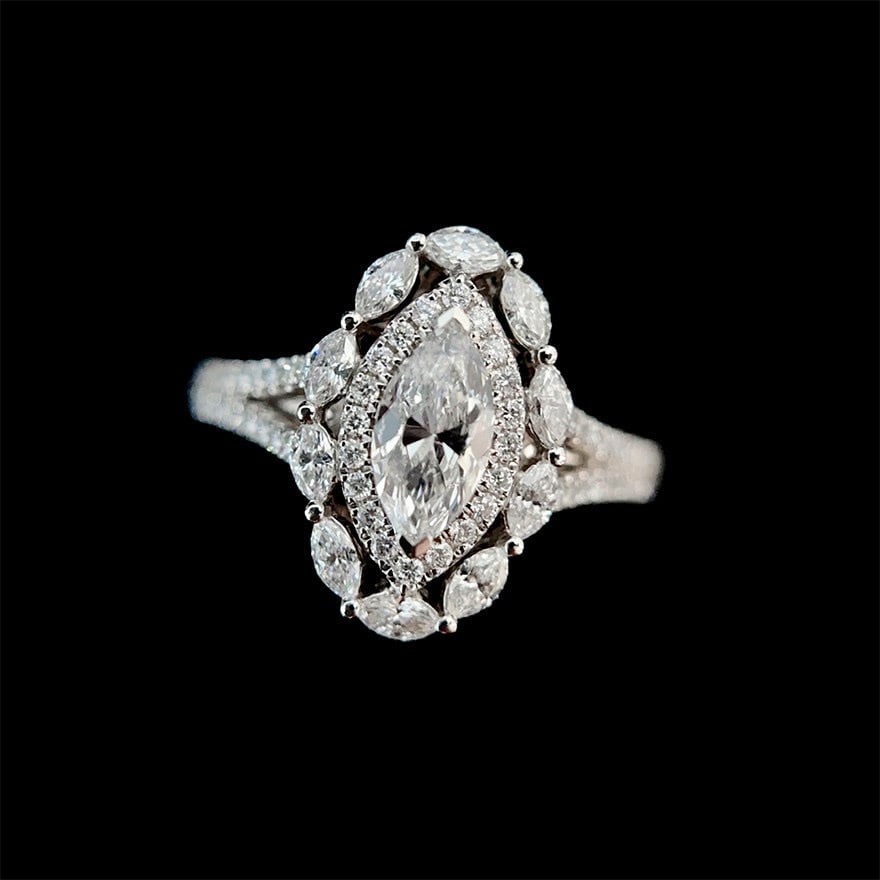 Gia Certified 14k Gold 0.50 Ct Natural F Si2 Marquise Diamond Ring/pendant( Without Chain ): Ref:231106283 // gold content:14k gold // ring size:7. 25us // // main gemstone:diamond // certified:gia // shape:marquise // carat weight:0. 50ct // clarity grade:si2 // color:f // treatment:natural
