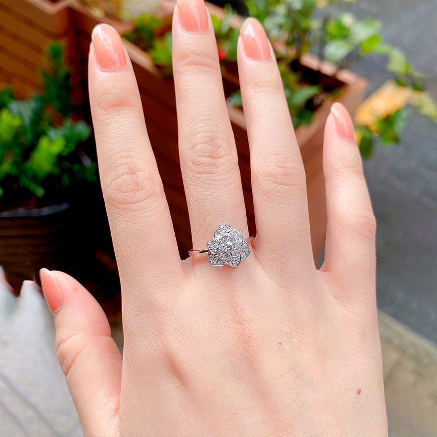 14k Gold 0.3 Ct Natural H Diamond Ring - 6