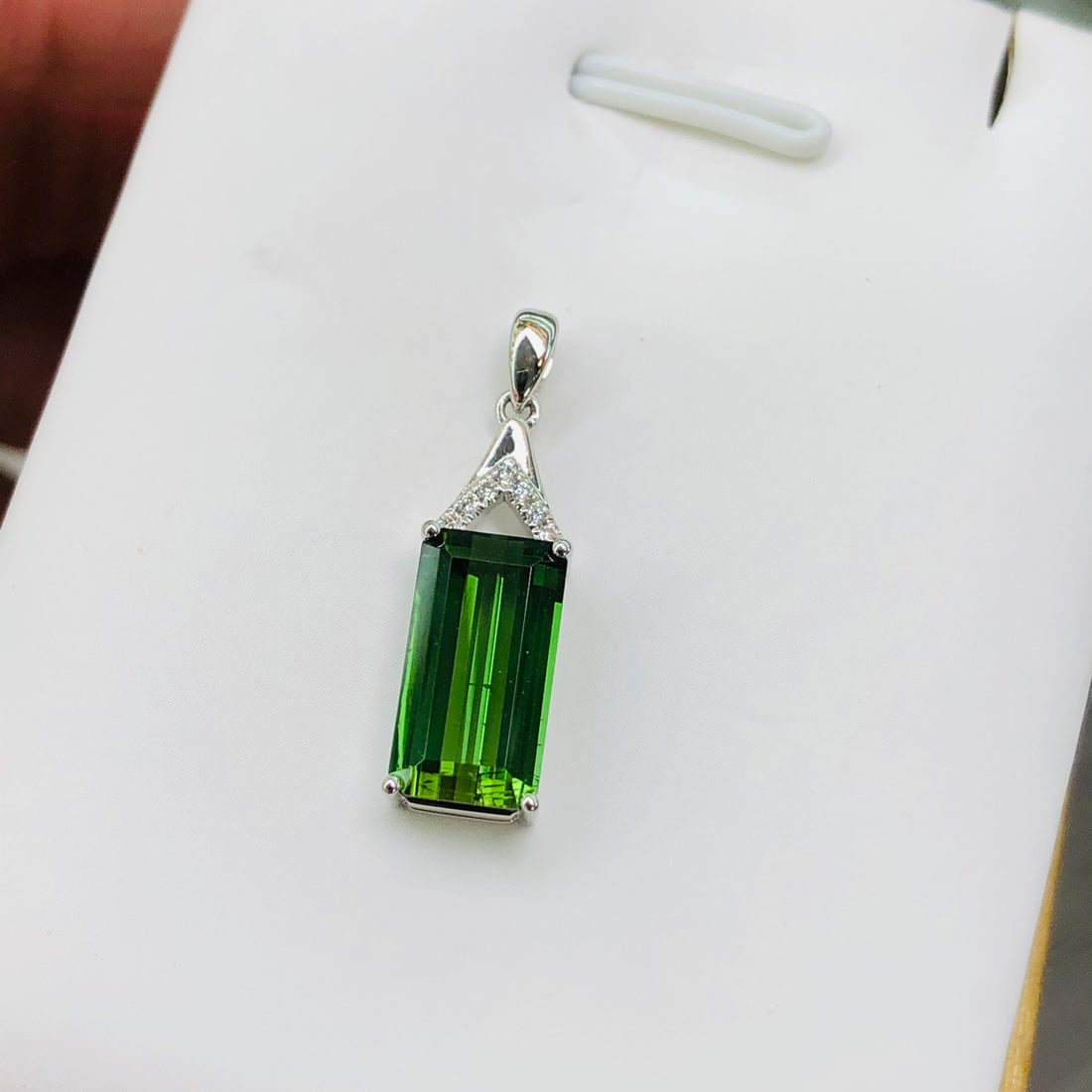 14k Gold 3.09 Ctw Natural Tourmaline & Diamond Pendant( Without Chain ) - 2