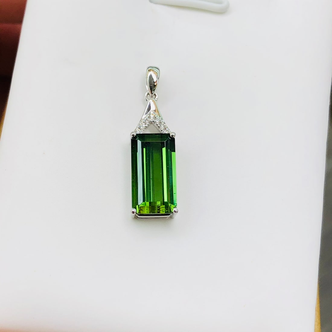 14k Gold 3.09 Ctw Natural Tourmaline & Diamond Pendant( Without Chain ) - 3