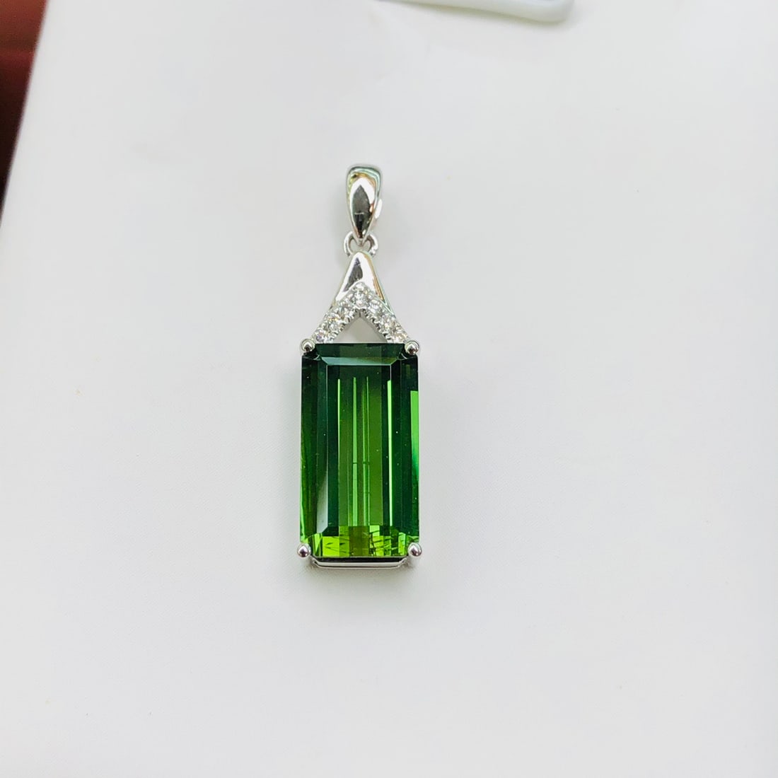 14k Gold 3.09 Ctw Natural Tourmaline & Diamond Pendant( Without Chain ) - 4