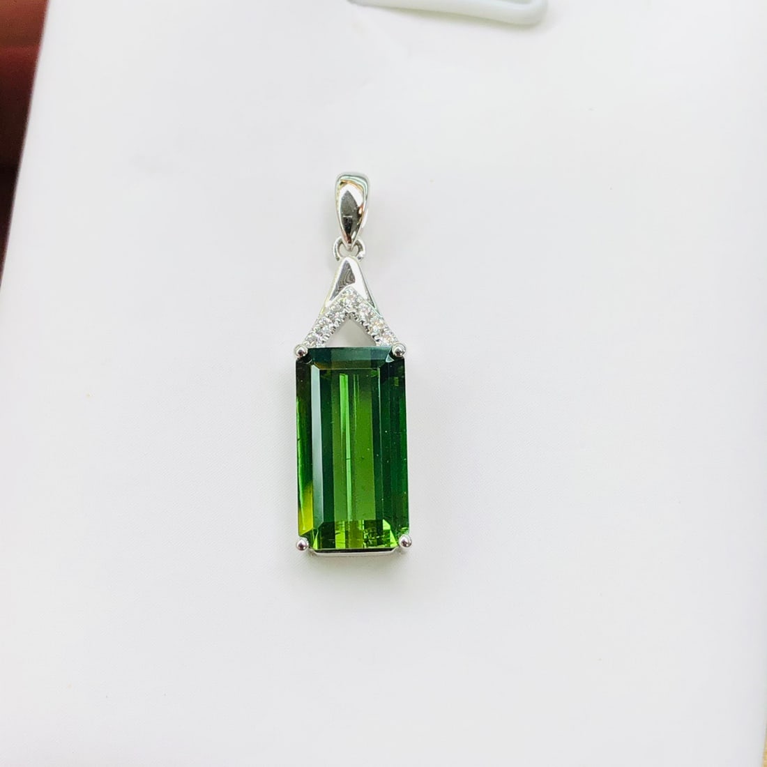 14k Gold 3.09 Ctw Natural Tourmaline & Diamond Pendant( Without Chain ) - 5