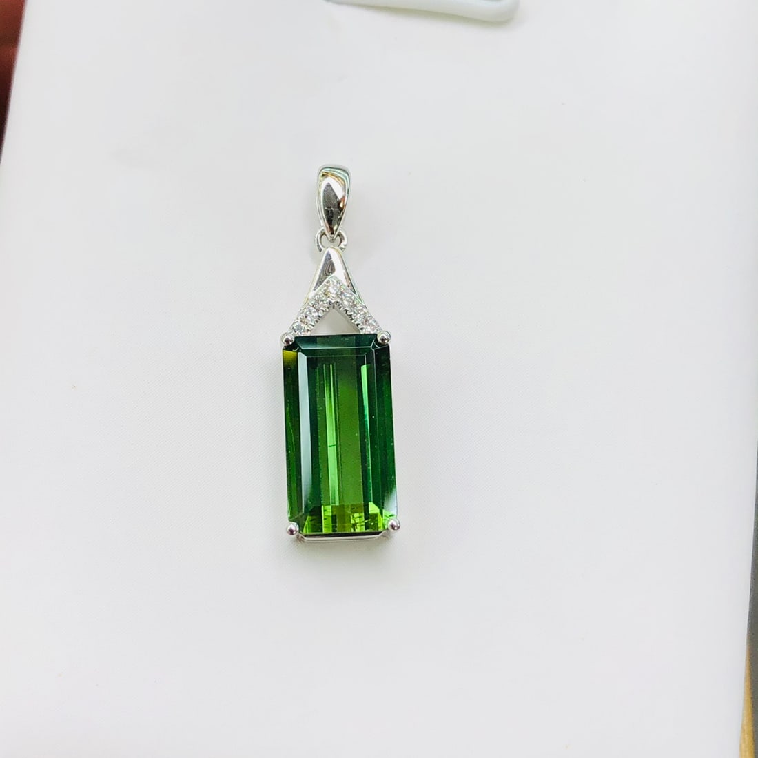 14k Gold 3.09 Ctw Natural Tourmaline & Diamond Pendant( Without Chain ) - 6