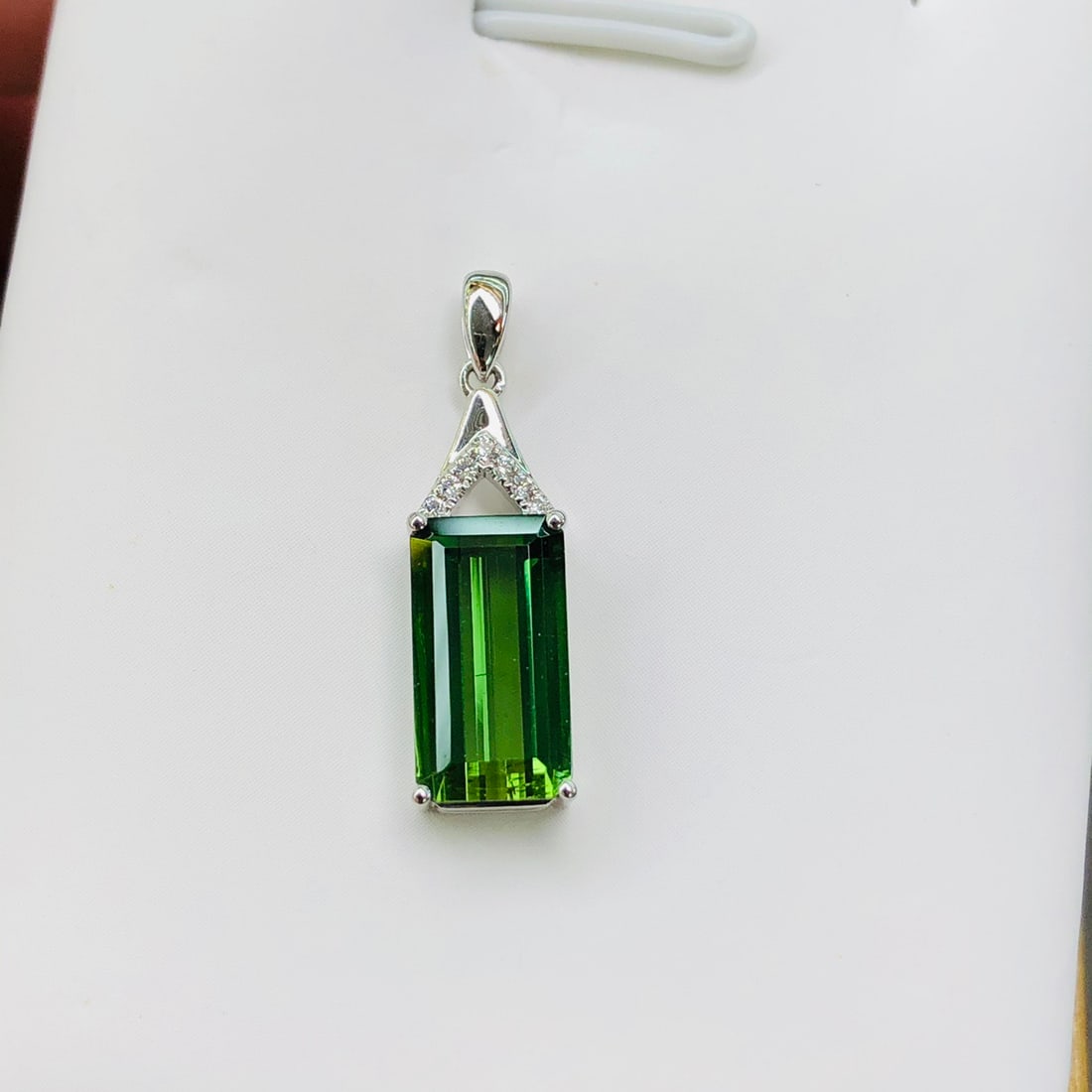 14k Gold 3.09 Ctw Natural Tourmaline & Diamond Pendant( Without Chain ) - 7