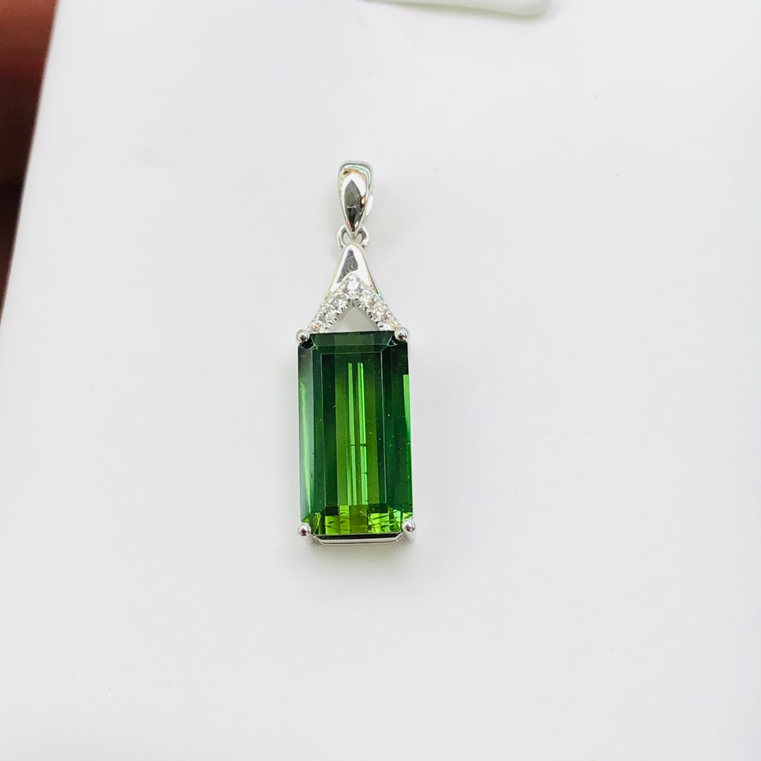 14k Gold 3.09 Ctw Natural Tourmaline & Diamond Pendant( Without Chain ) - 8