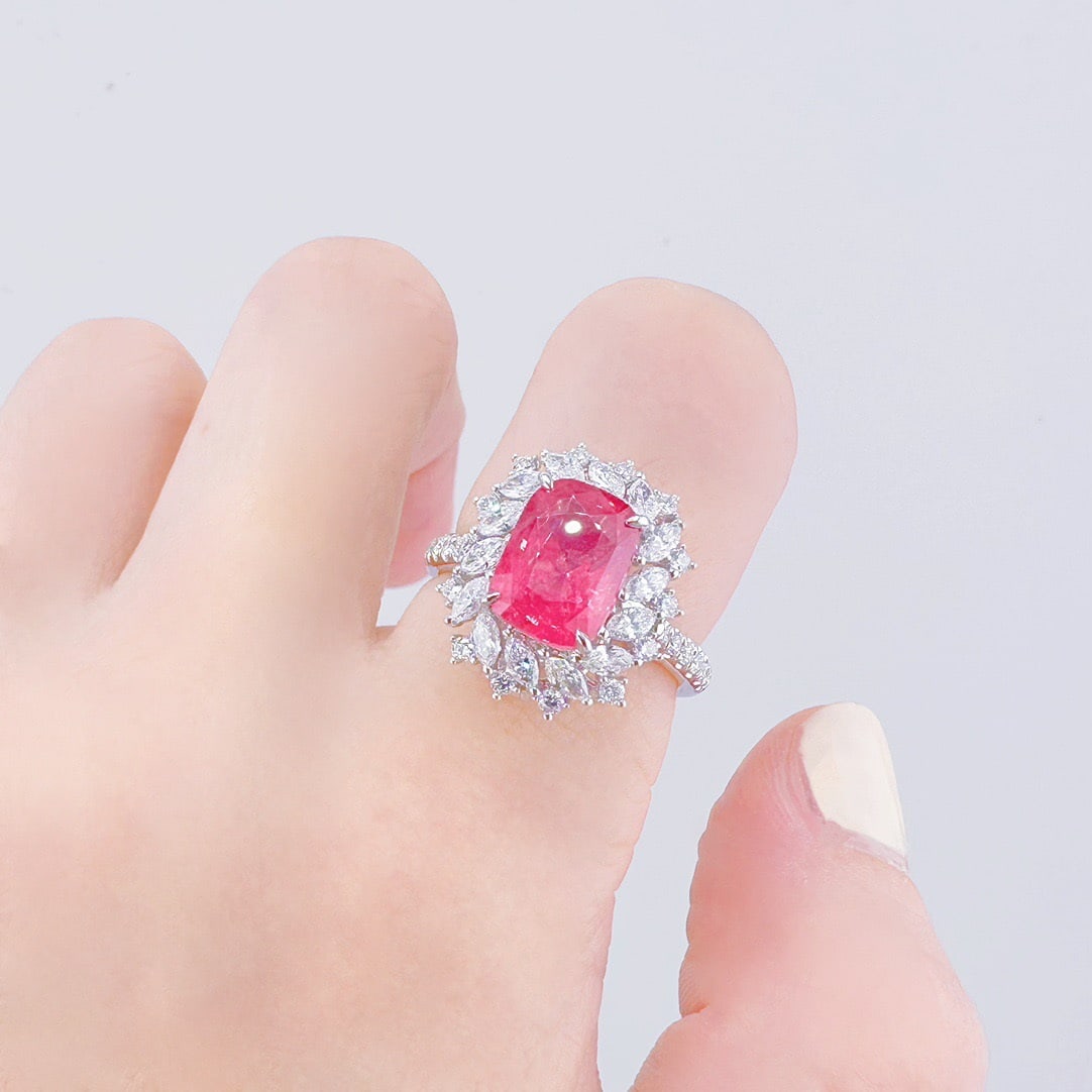14k Gold 4.21 Ctw Natural Spinel & Diamond Ring/pendant( Without Chain ) - 4