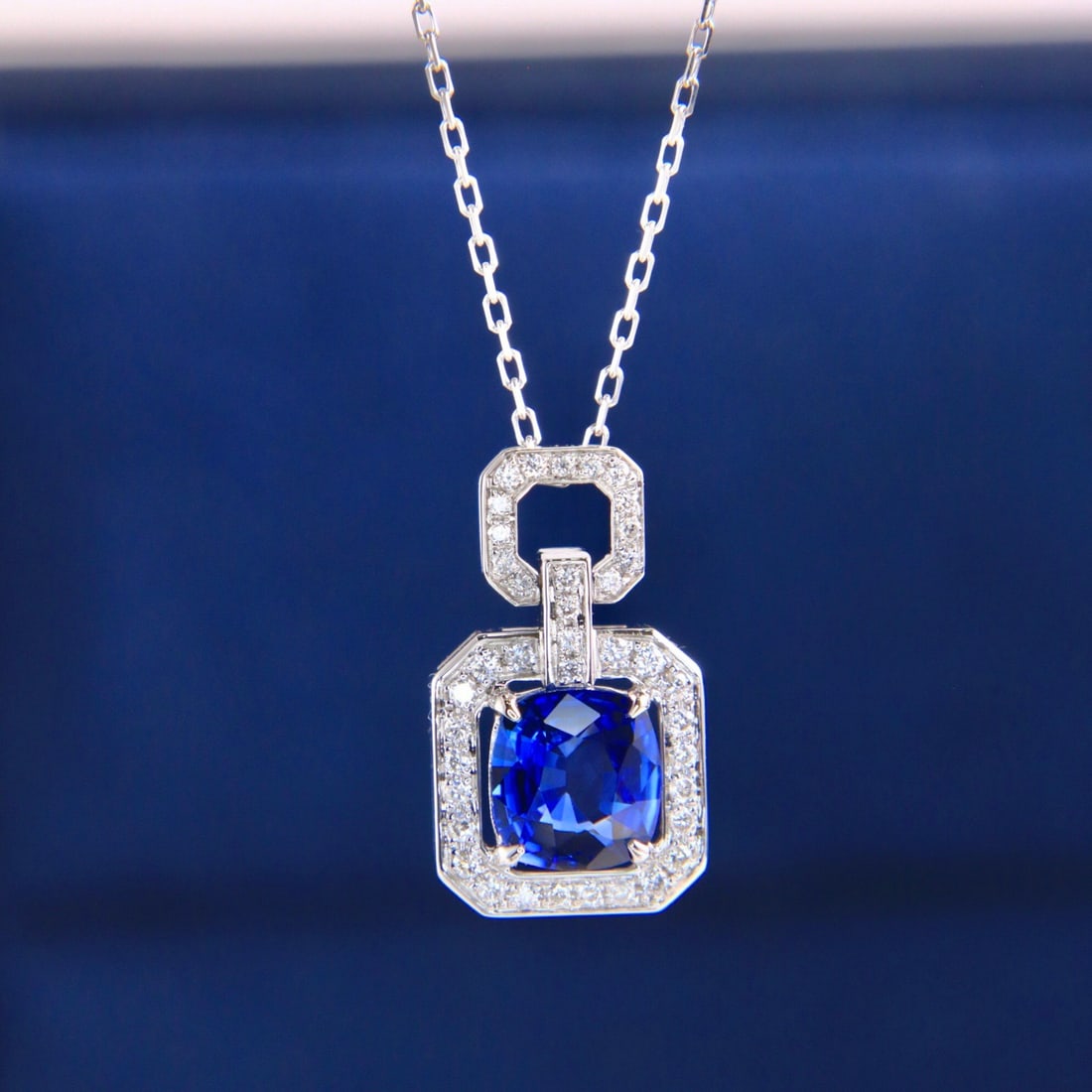 14k Gold 1.22 Ctw Natural Sapphire & Diamond Necklace - 3