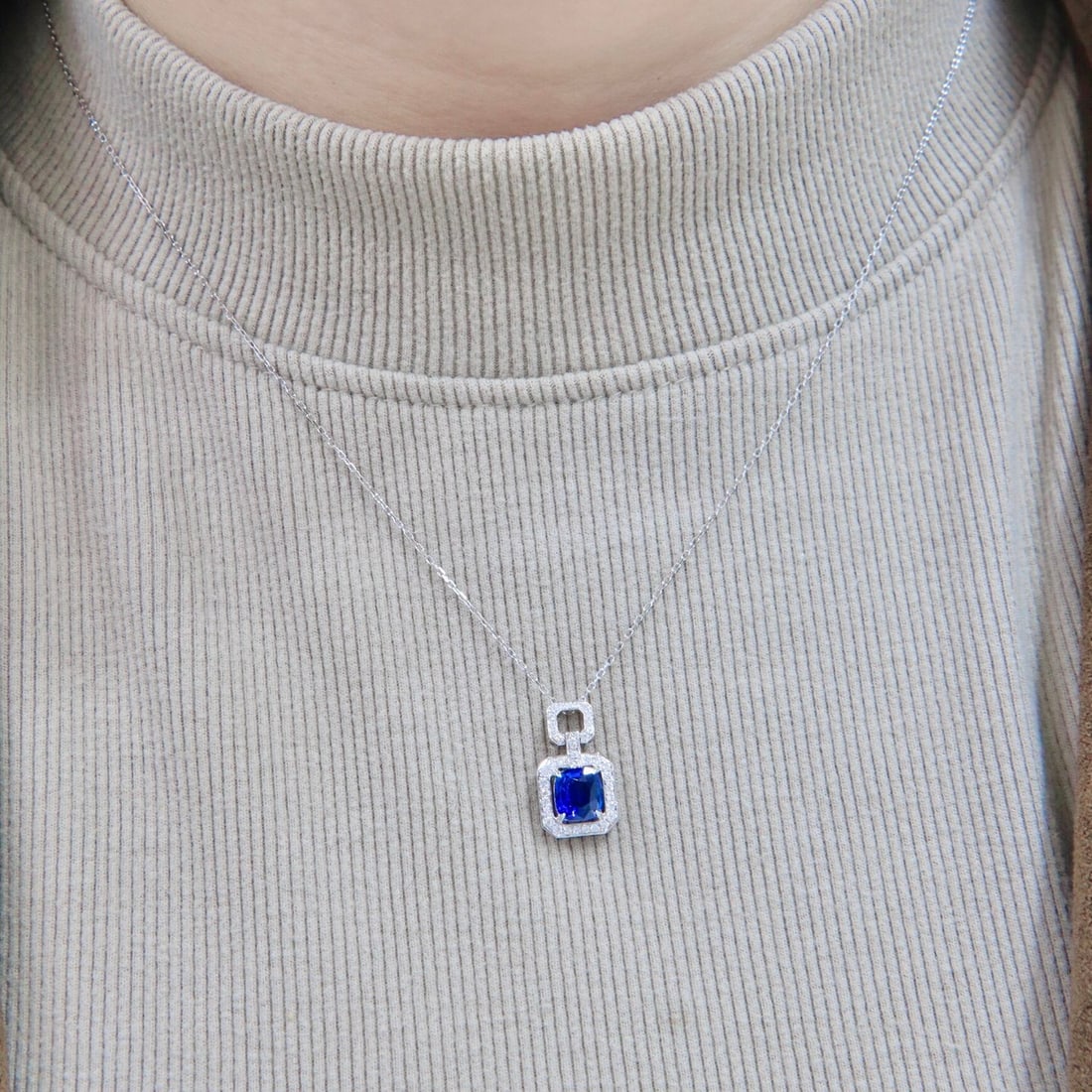14k Gold 1.22 Ctw Natural Sapphire & Diamond Necklace - 8