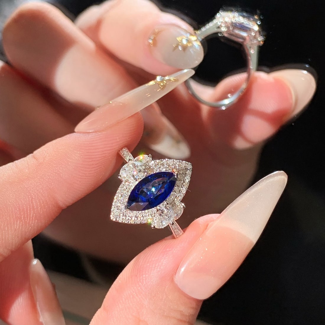 14k Gold 1.99 Ctw Natural Sapphire & Diamond Ring - 4