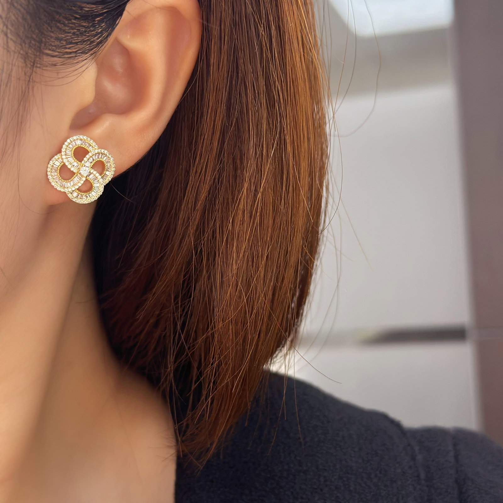 14k Gold 1.06 Ct Natural H Diamond Earrings - 3