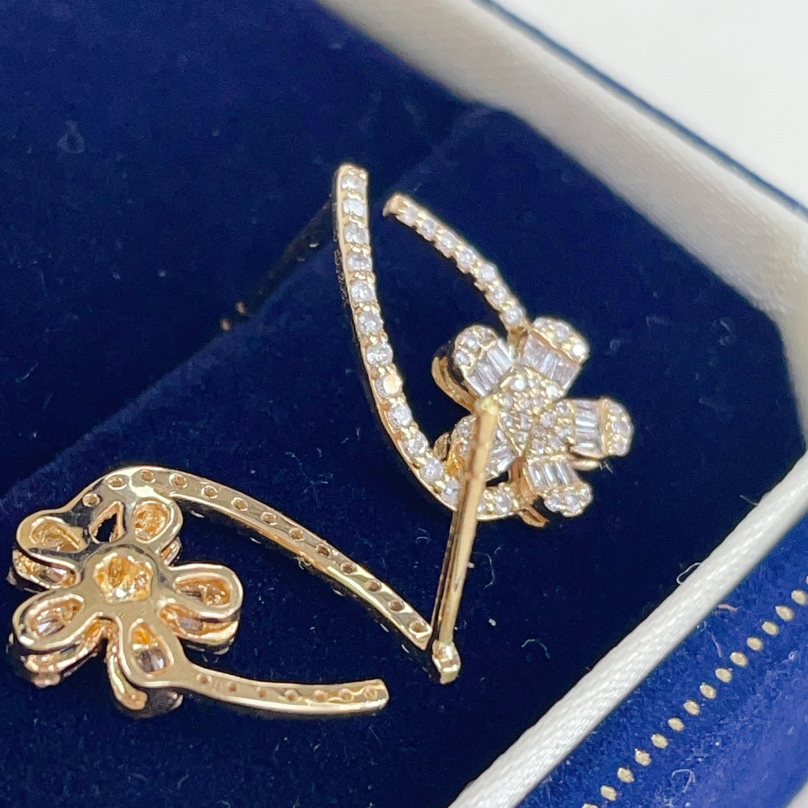 14k Gold 0.40 Ct Natural H Diamond Earrings - 4