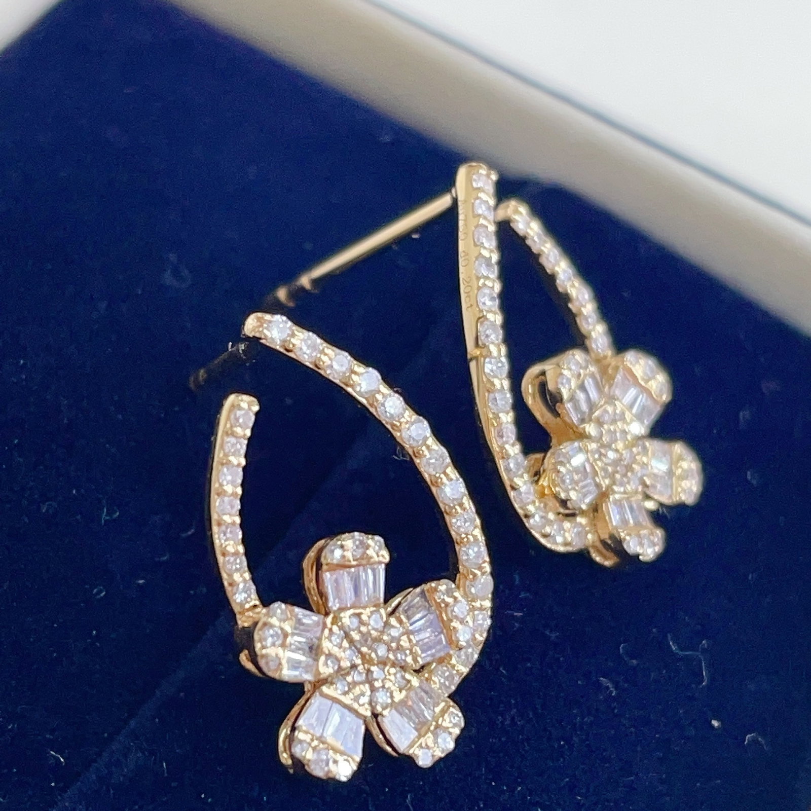 14k Gold 0.40 Ct Natural H Diamond Earrings - 5