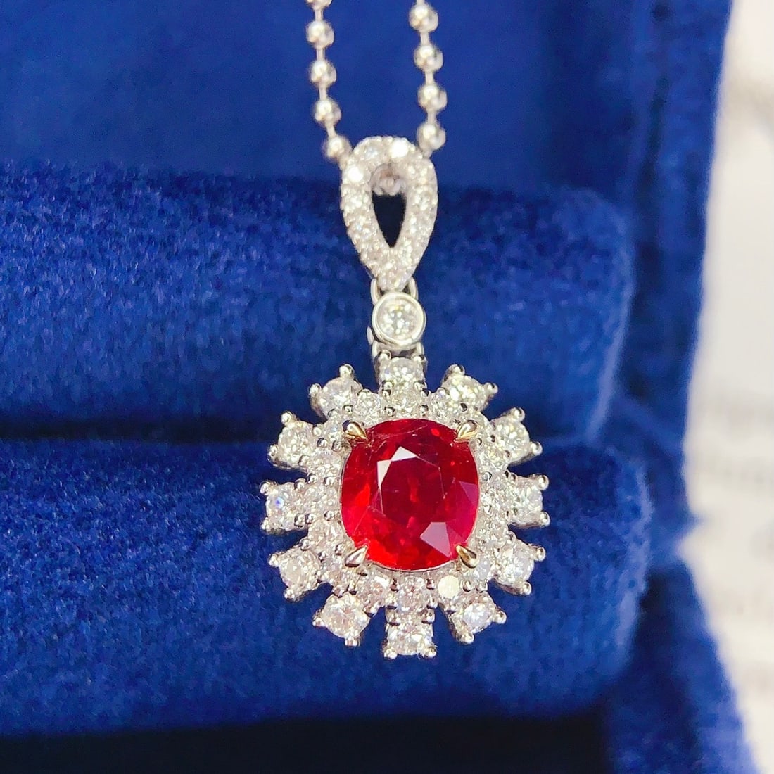 14k Gold 1.02 Ct Natural Ruby & Diamond Pendant( Without Chain ) - 2