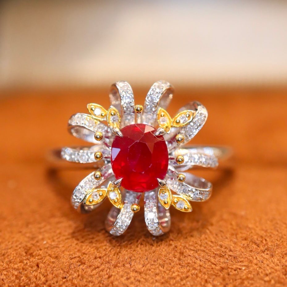 14k Gold 1.30 Ctw Natural Ruby & Diamond Ring - 6