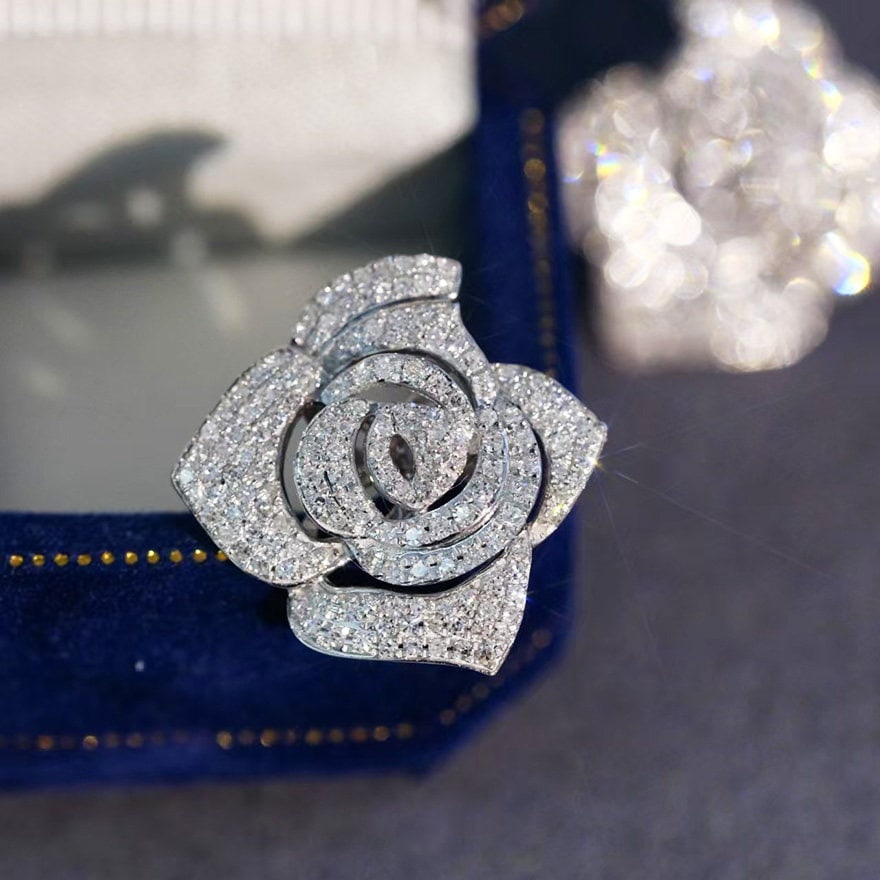 14k Gold 1.2 Ct Natural H Diamond & Flowers Earrings - 4