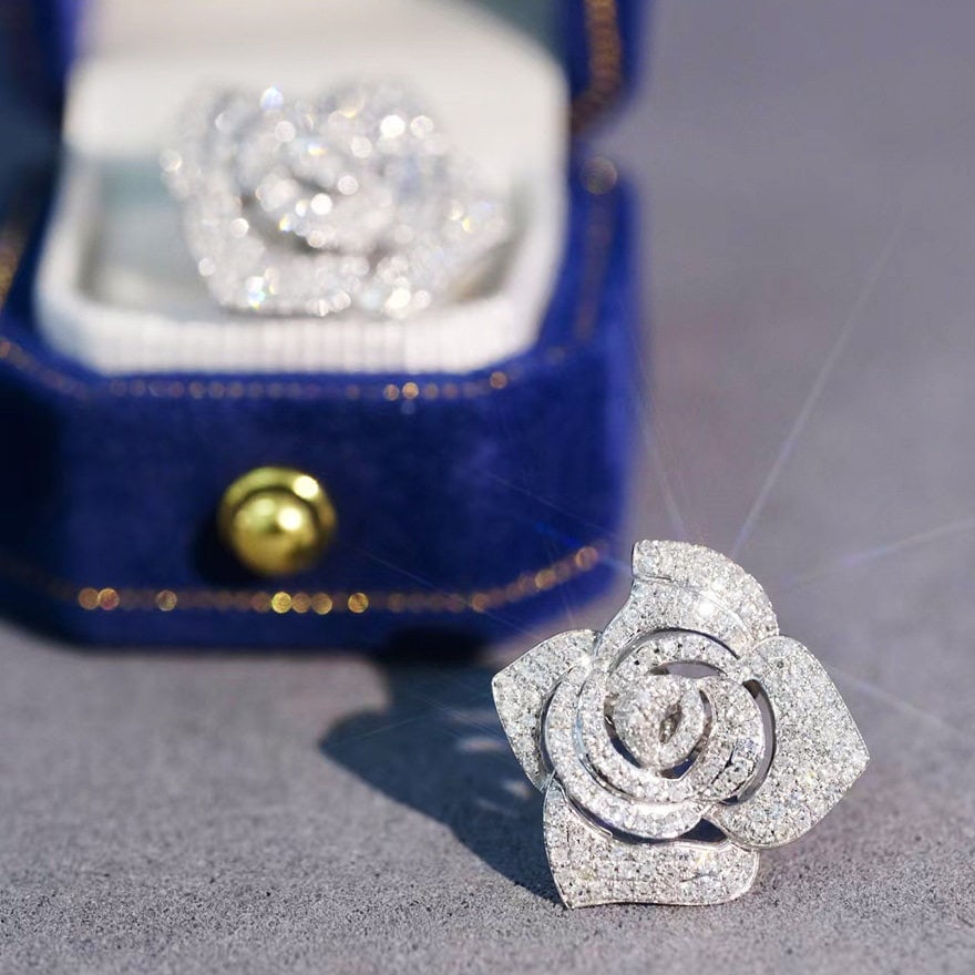 14k Gold 1.2 Ct Natural H Diamond & Flowers Earrings - 5