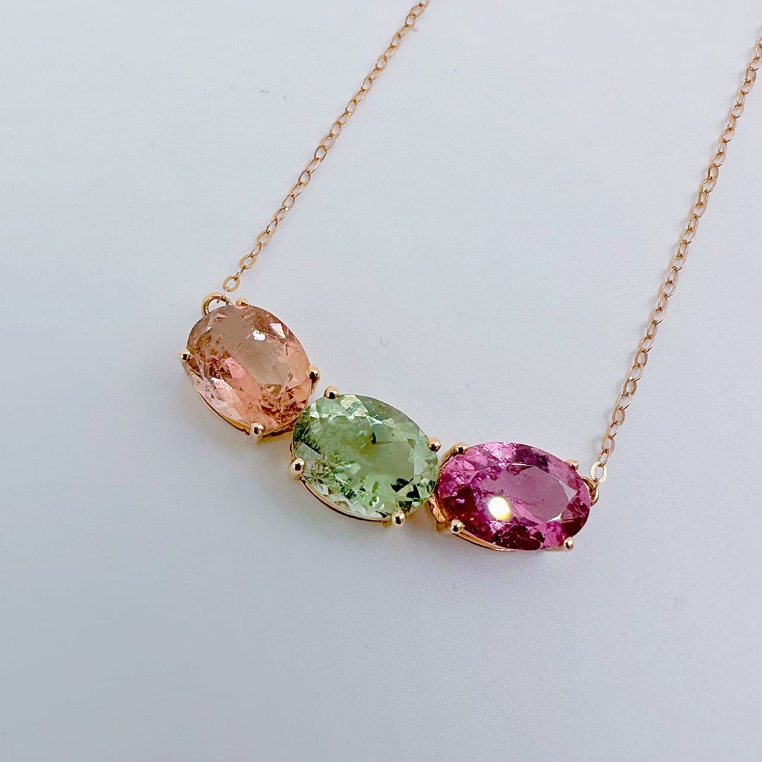 14k Gold 6.10 Ct Natural Tourmaline Necklace - 2