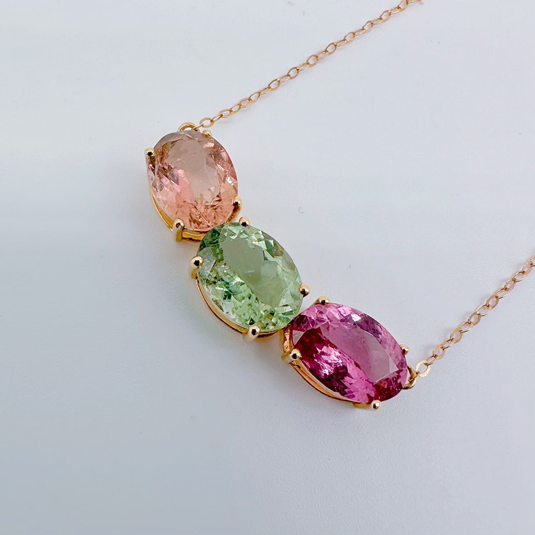 14k Gold 6.10 Ct Natural Tourmaline Necklace - 3