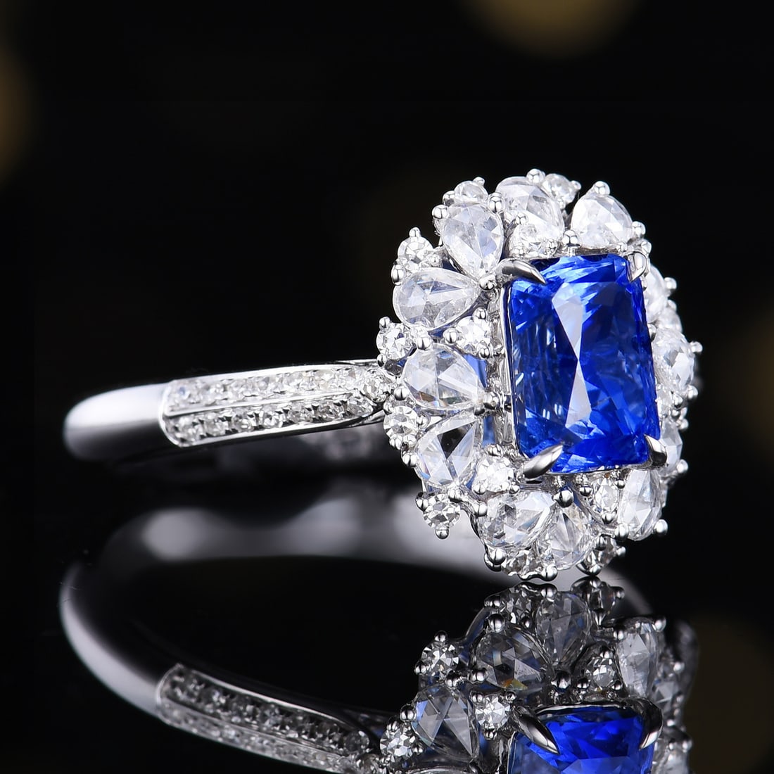 14k Gold 2.09 Ctw Natural Sapphire & Diamond Ring - 3