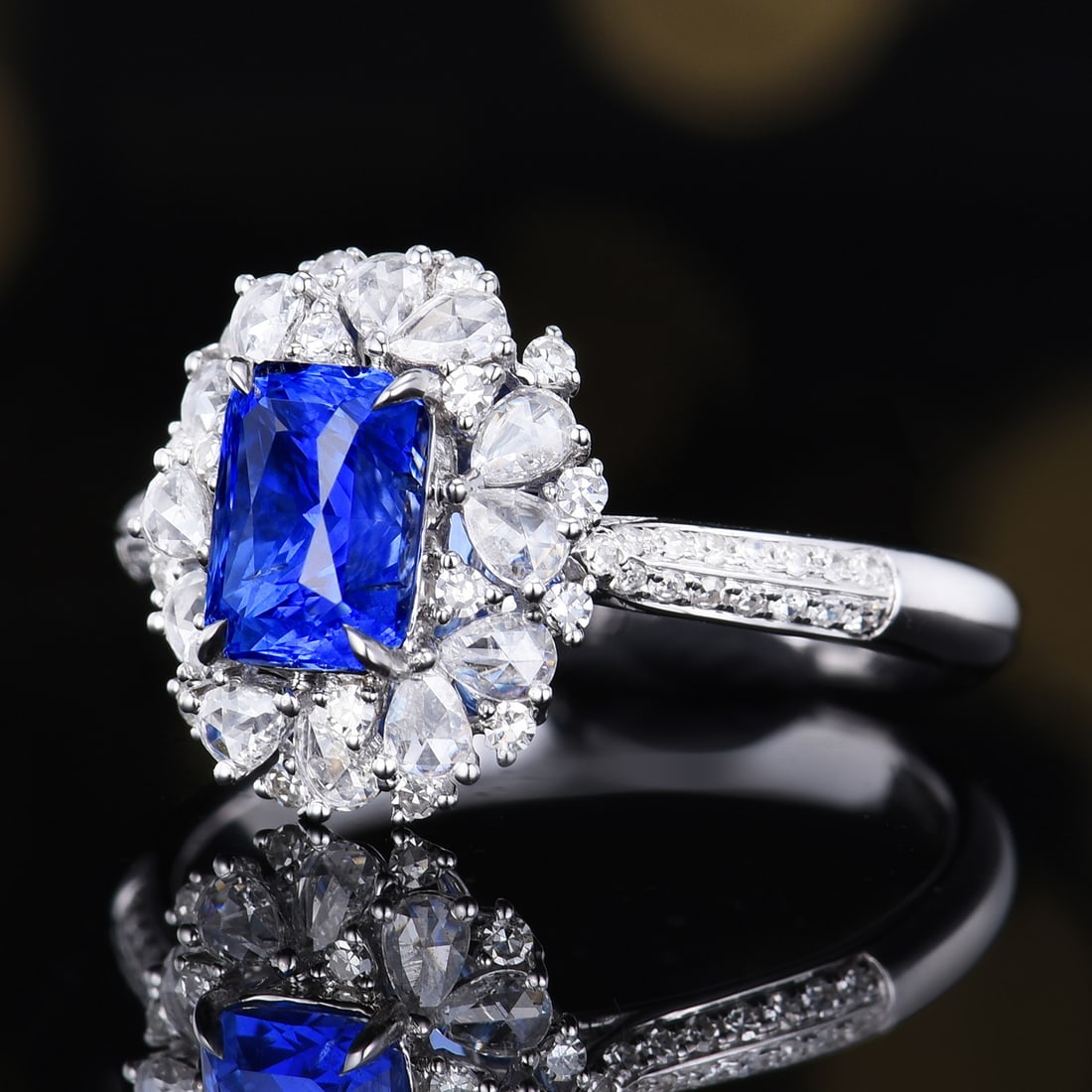 14k Gold 2.09 Ctw Natural Sapphire & Diamond Ring - 4
