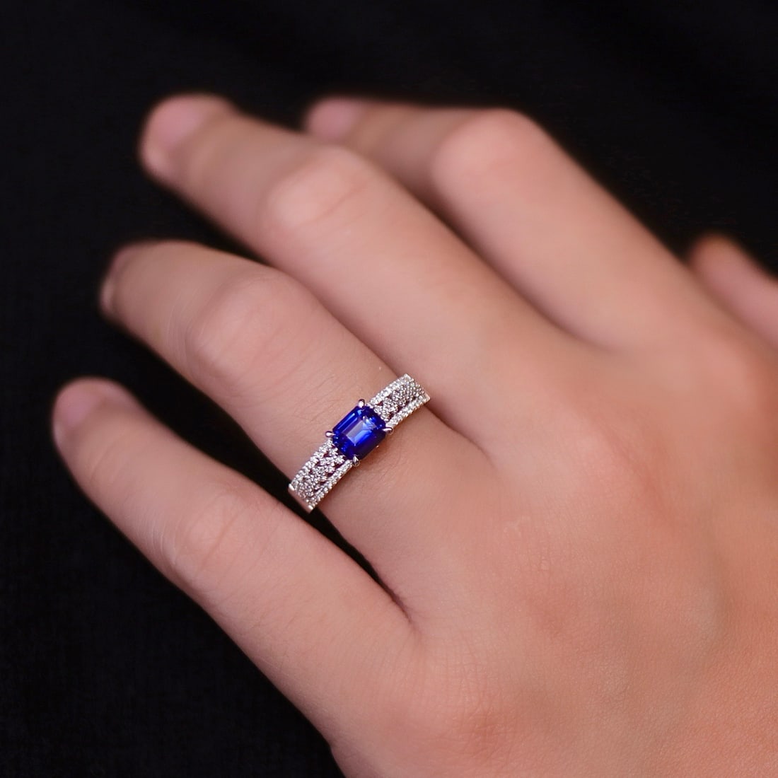 14k Gold 1.32 Ctw Natural Sapphire & Diamond Ring - 4