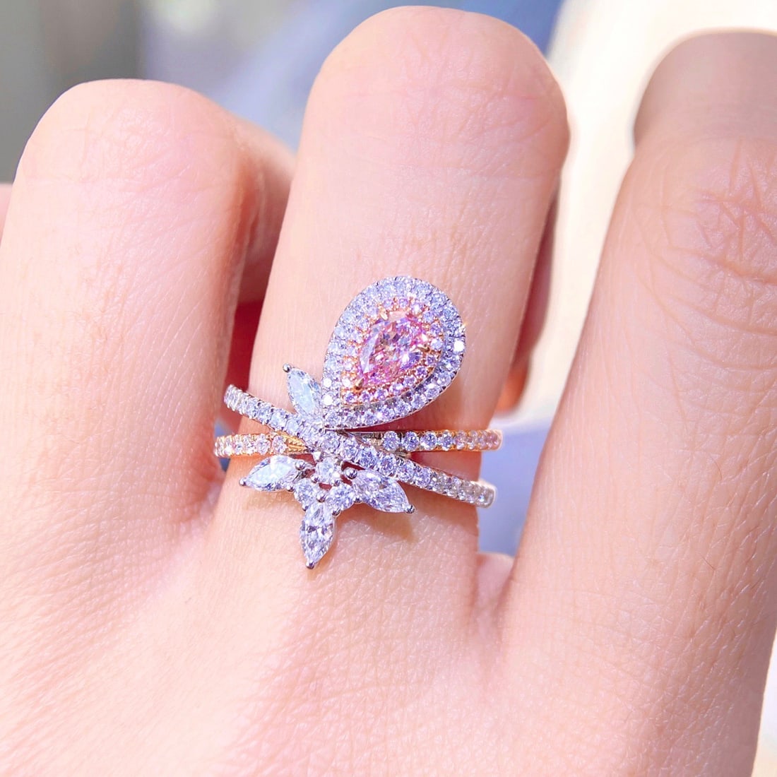 Gia Certified 14k Gold 1.17 Ctw Natural Pink Diamond & Diamond Ring - 3