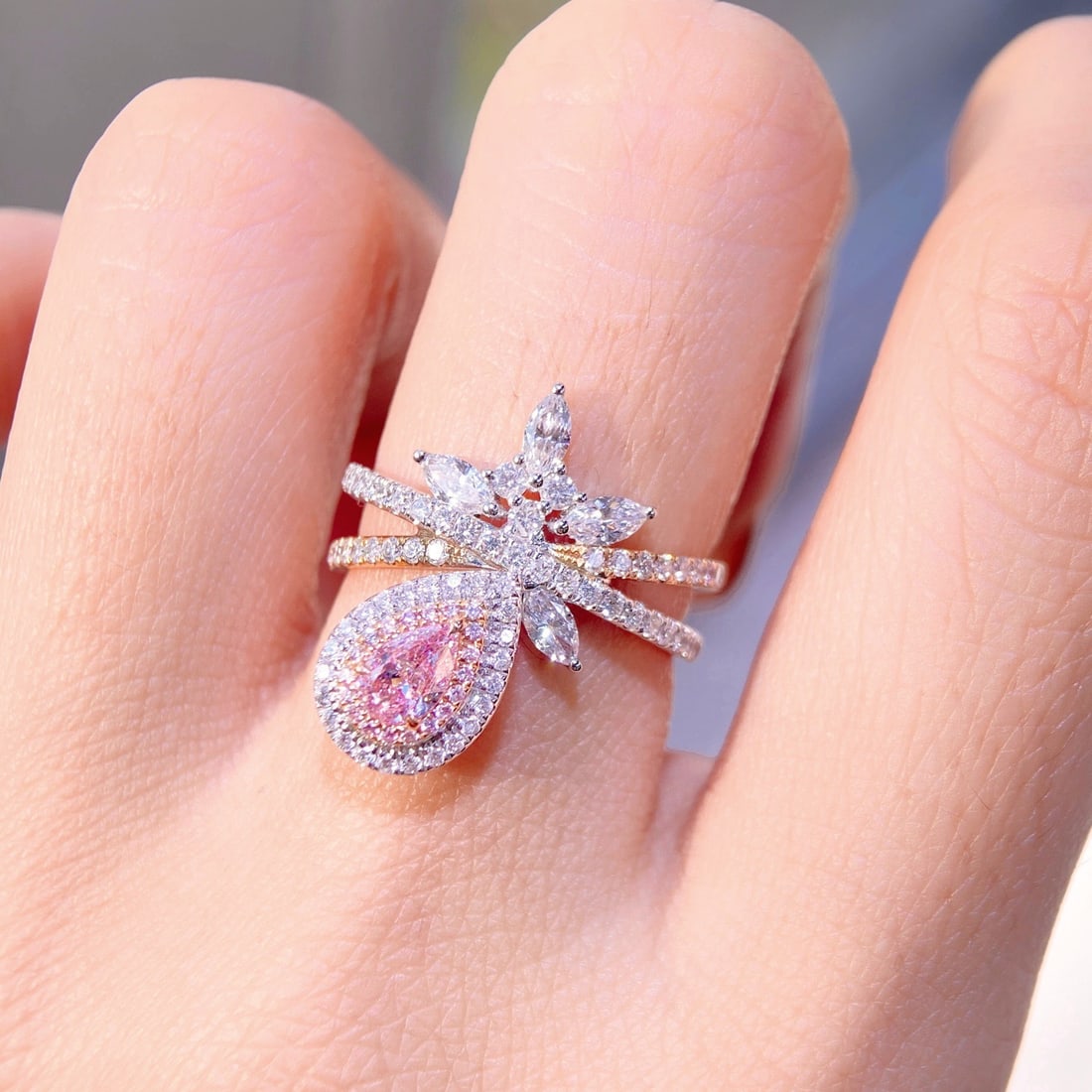 Gia Certified 14k Gold 1.17 Ctw Natural Pink Diamond & Diamond Ring - 4