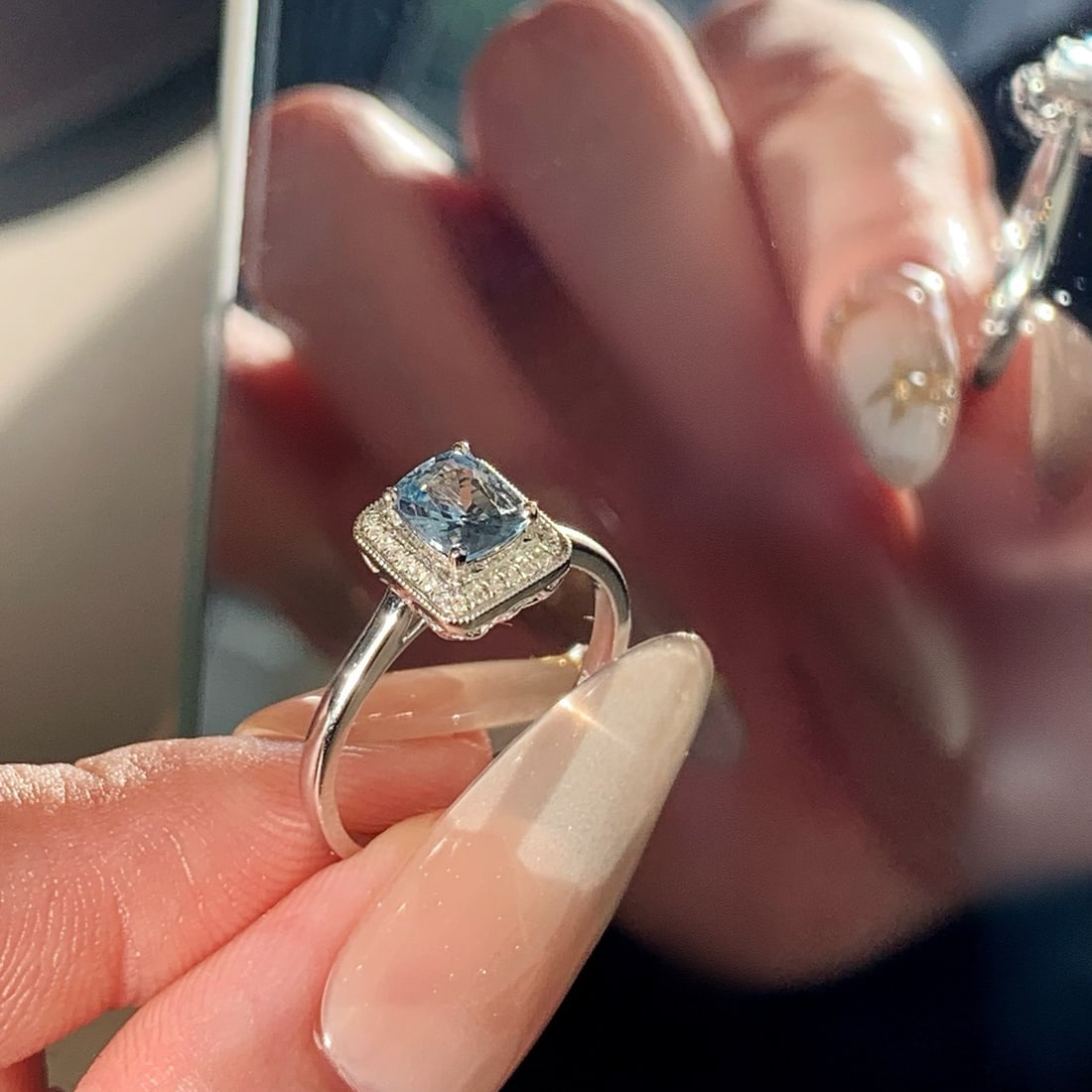 14k Gold 0.88 Ctw Natural Sapphire & Diamond Ring - 7