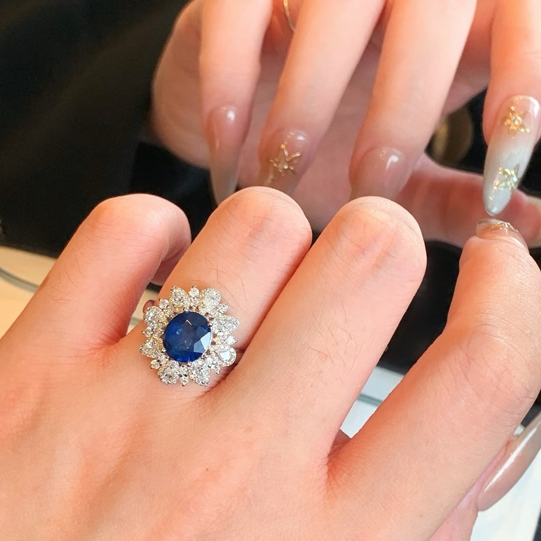 14k Gold 3.60 Ctw Natural Sapphire & Diamond Ring - 5