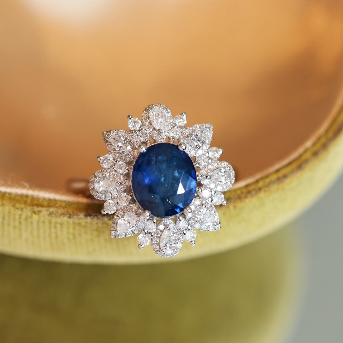 14k Gold 3.60 Ctw Natural Sapphire & Diamond Ring - 6