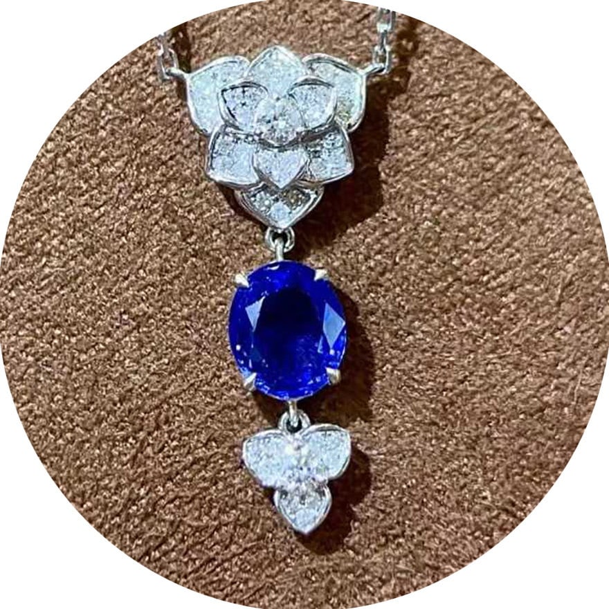 14k Gold 1.32 Ctw Natural Sapphire & Diamond Necklace - 2