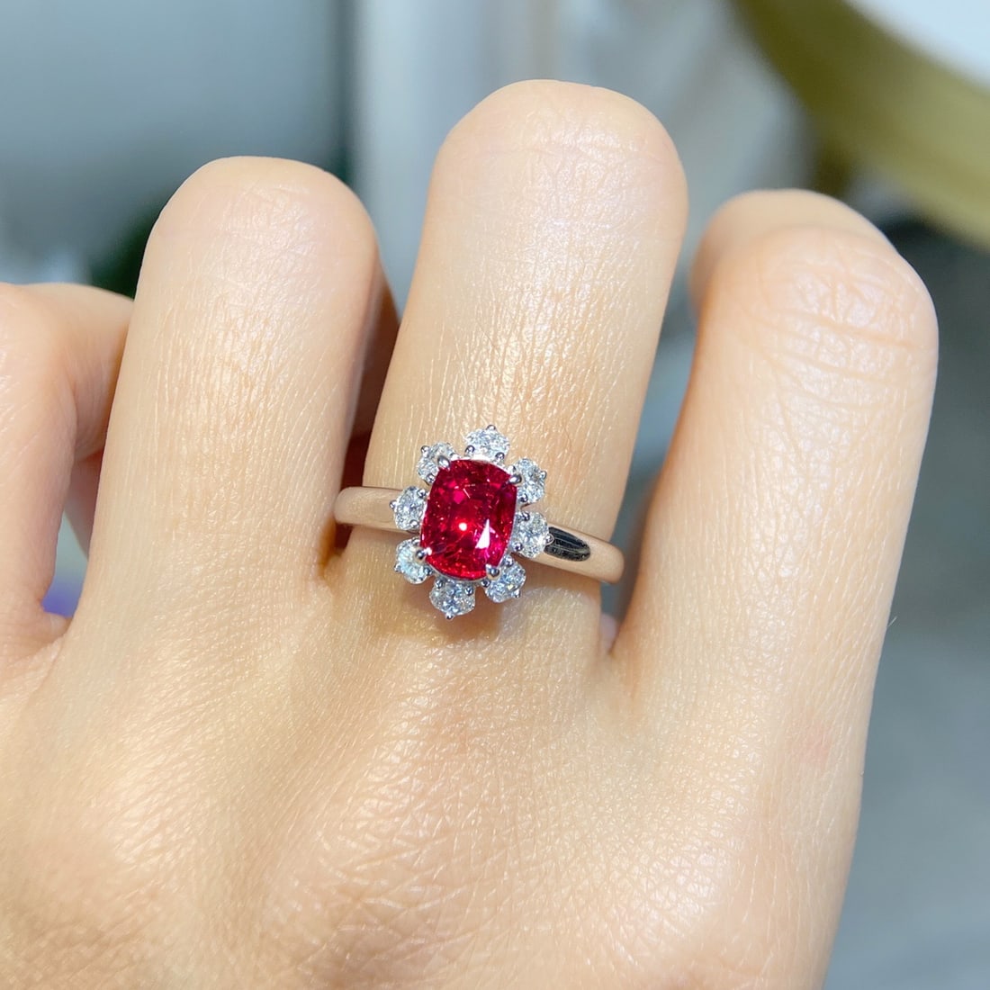 14k Gold 2.22 Ctw Natural Spinel & Diamond Ring - 4