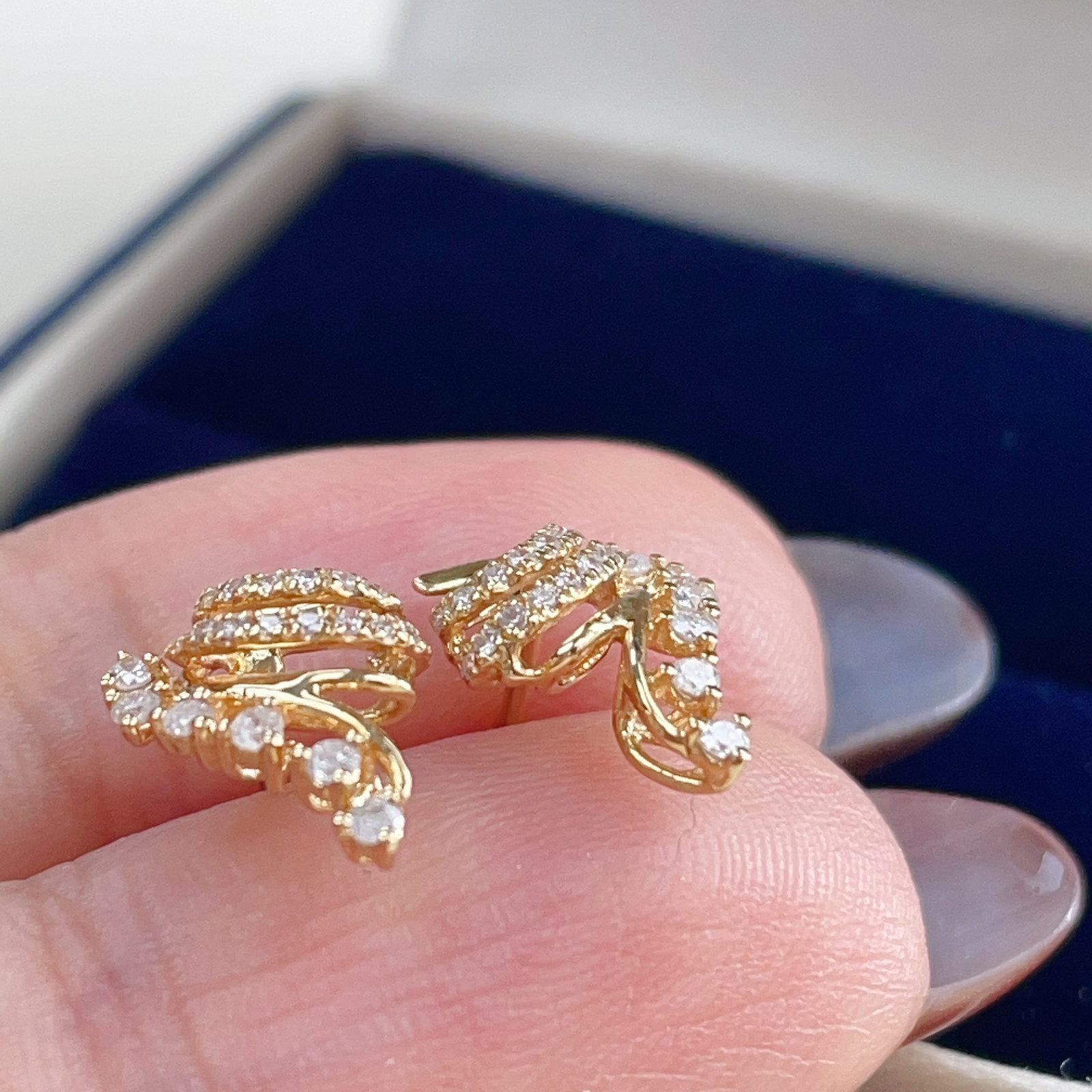 14k Gold 0.26 Ct Natural H Diamond Earrings - 5
