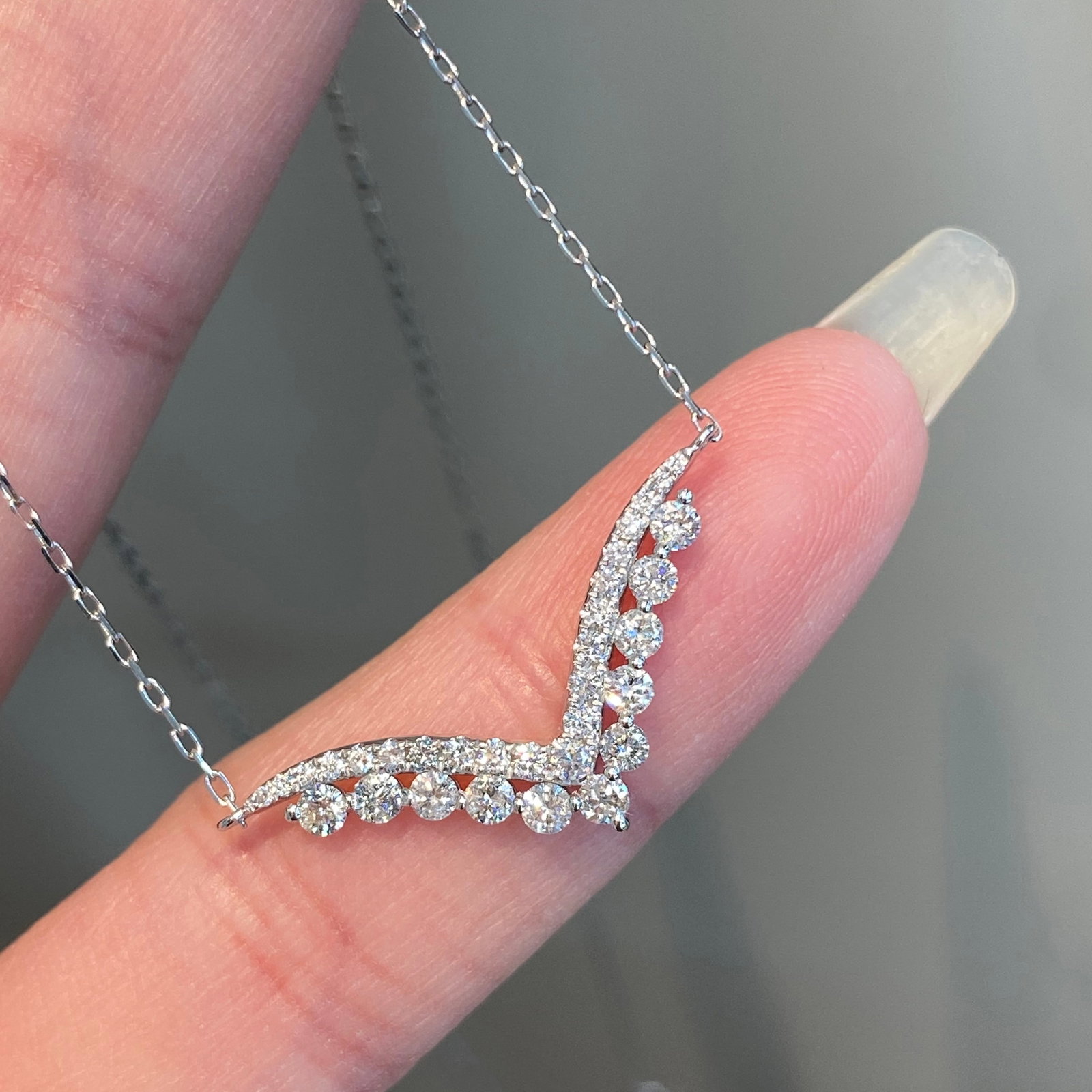 14k Gold 0.53 Ct Natural H Diamond Necklace - 3
