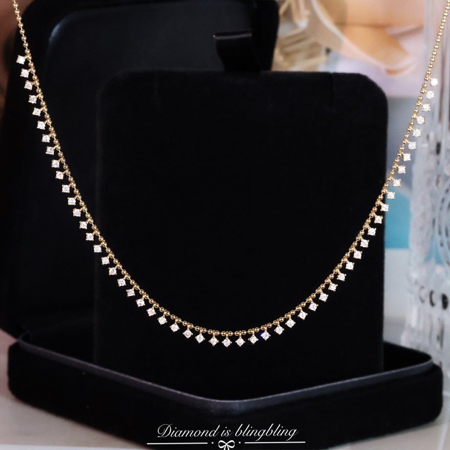 14k Gold 1 Ct Natural H Diamond Necklace - 8
