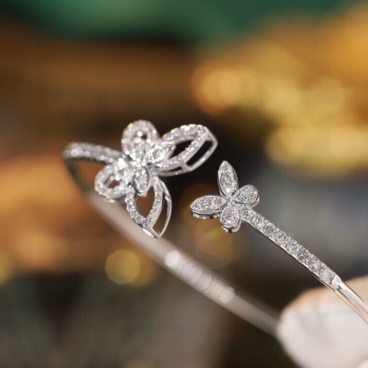 14k Gold 0.95 Ct Natural H Diamond Bangle - 5